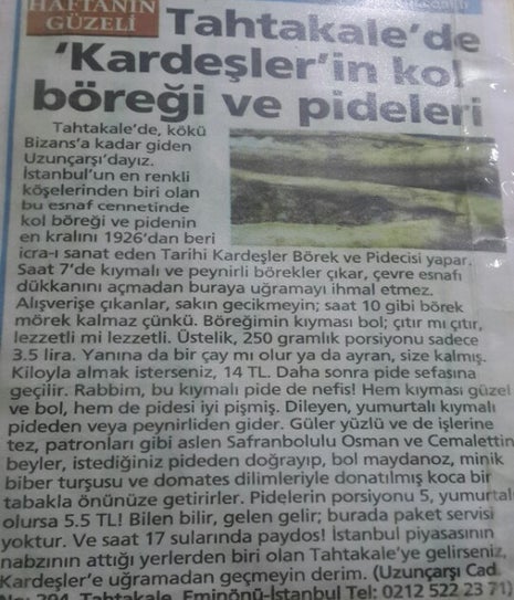 Tarıhı Kardesler Börekcisi Tahtakale